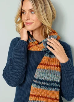 Pullover mit Schal in Grobstrick