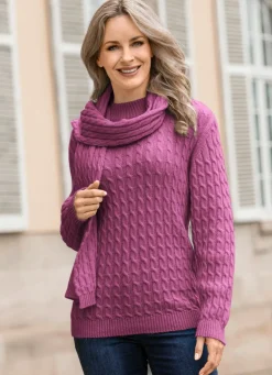 Pullover mit Schal in weicher Qualität