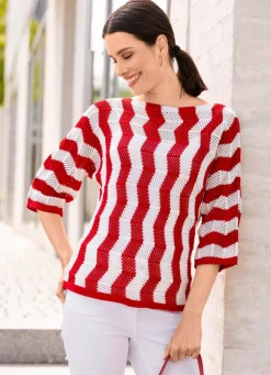 Pullover mit streckendem Wellendessin