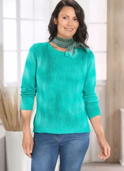 Pullover mit streckendem Zöpfchenmuster