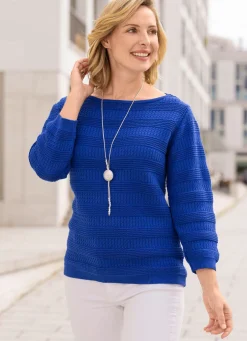 Pullover mit Zöpfchen- und Strukturstreifen