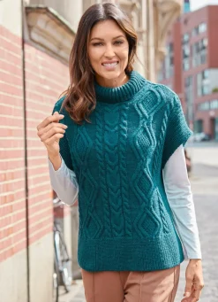 Pullunder in Perlfang mit Zopfmuster