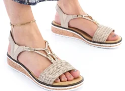 Rieker Sandale mit Flechtung und Metallschmuck