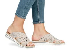 Rieker, schicke Damen-Pantoletten, mit luftigen Durchbrüchen