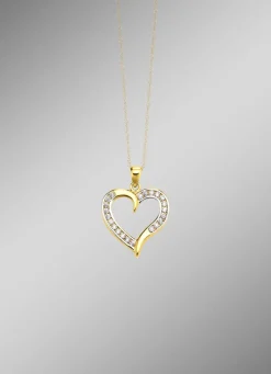 Romantischer Herz-Anhänger mit synth. Zirkonia