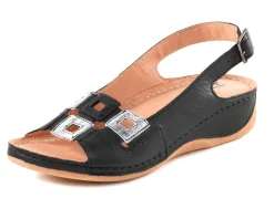 Sandale aus Rind-Nappaleder mit verstellbarem Fersenriemchen