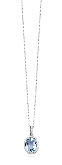 Schicker Anhänger mit beh. Blautopas und synth. Zirkonia