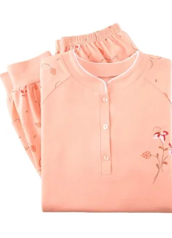 Schlafanzug, Langarm mit Knopfleiste und Bündchen