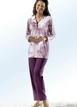 Schlafanzug, Langarm mit Knopfleiste