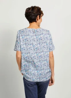 Schlupfbluse mit floralem Druckdessin