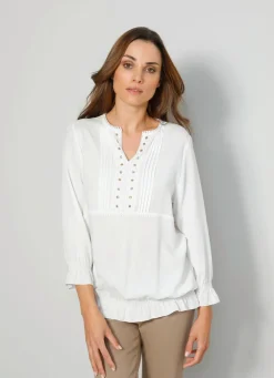 Schlupfbluse mit Rüschen