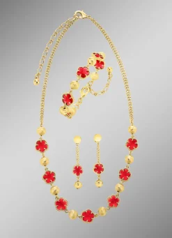 Schmuckset, 3-teilig, im Blumendesign