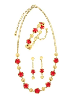 Schmuckset, 3-teilig, im Blumendesign