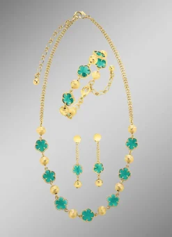 Schmuckset, 3-teilig, im Blumendesign