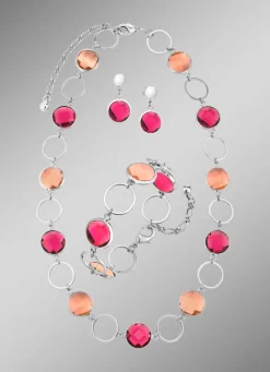 Schmuckset, 3-teilig, mit Kristallsteinen