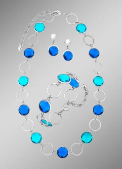 Schmuckset, 3-teilig, mit Kristallsteinen