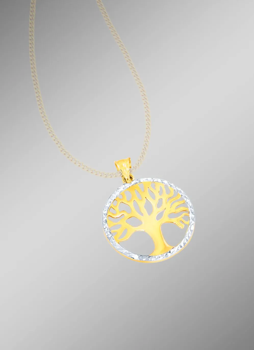 Schöner Anhänger in Bicolor mit diamantiertem Rand