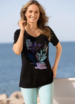 Schwarzes Shirt mit Kontrastdruck