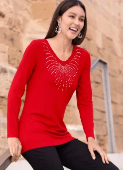 Shirt mit abgerundetem V-Ausschnitt in 4 Farben