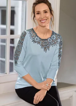 Shirt mit aufwendig bestücktem Tüll in 3 Farben