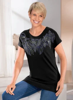 Shirt mit aufwendiger Strasszier in 2 Farben