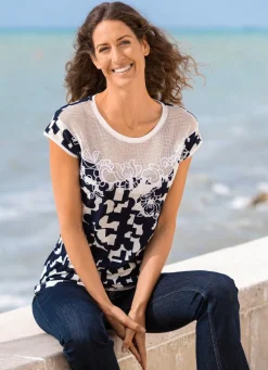 Shirt mit floraler Stickerei