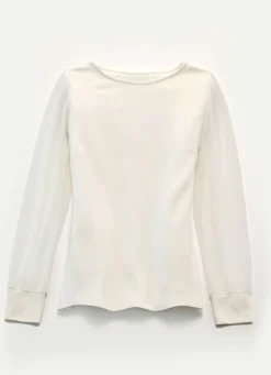 Shirt mit langen, plissierten Chiffonärmeln