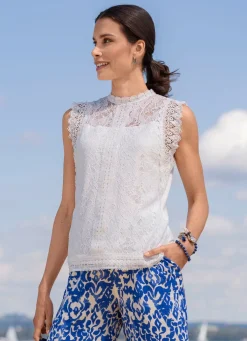 Shirt mit Spitzenbesatz