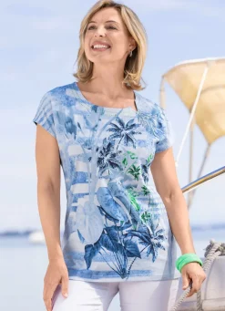 Shirt mit Strasssteinchen am Halsausschnitt