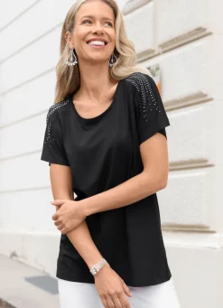 Shirt mit Strasszier