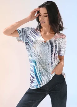 Shirt mit V-Ausschnitt mit Zierring