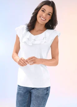 Shirt mit Volant-Besatz in 3 Farben