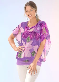 Shirtbluse mit Chiffon-Überwurf in 2 Farben