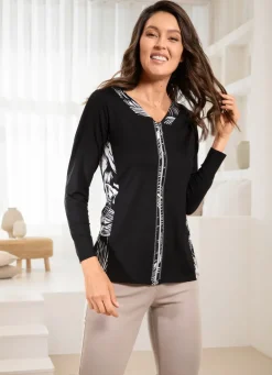 Shirtjacke mit silberfarbenen Zierplättchen