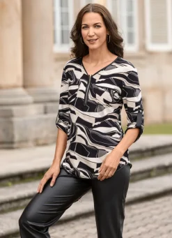 Shirt-Tunika mit Lederimitat-Besatz