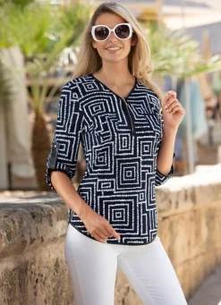 Shirt-Tunika mit Lederimitat-Besatz