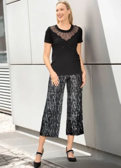 Shirt-Tunika mit Netz-Einsatz