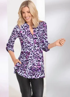 Shirt-Tunika mit Stehkragen