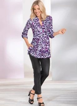 Shirt-Tunika mit Stehkragen