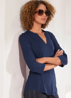 Shirt-Tunika mit Stehkragen