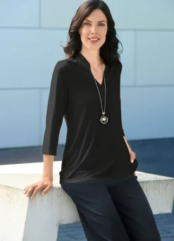 Shirt-Tunika mit Stehkragen