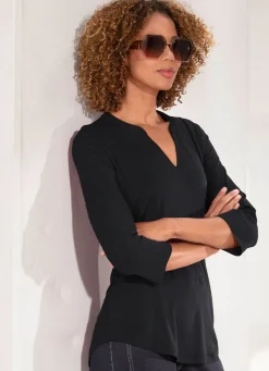 Shirt-Tunika mit Stehkragen