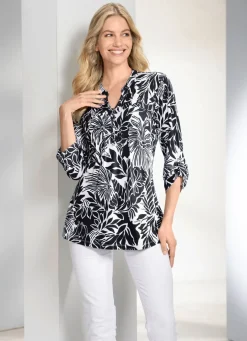 Shirt-Tunika mit Stehkragen