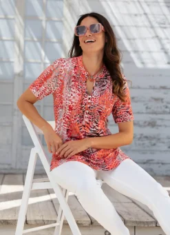 Shirt-Tunika mit Stehkragen