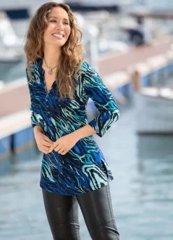 Shirt-Tunika modischem Stehkragen