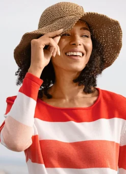 Sommerlicher Damen-Hut aus Papierstroh mit Zierkordel