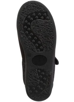 Spangenschuh aus weichem, teilweise meliertem Textilmaterial