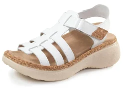 Stegspangen-Sandale mit Kork-Besätzen