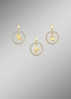 Sternzeichen-Anhänger aus Gold mit Zirkonia