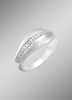 Stilvoller Damenring mit synth. Zirkonia